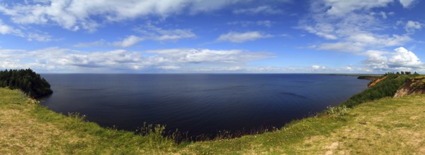 Panorama landscape of Onega lake in Karelia, Russia, Europe