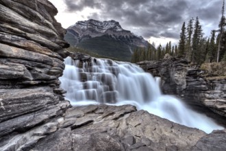 Athabasca Waterfall Alberta Canada river flow and blurred water