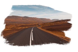 Highway landscape isolated on white background
