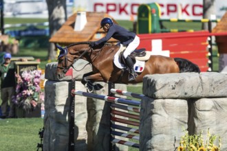 Olivier Robert of France, riding Iglesisa DV competes in the BMO Nations Cup during the CSIO Spruce