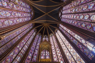 PARIS, FRANCE ?FEBRUARY 05, 2014: Interiors and architectural details of the Sainte Chapelle, built