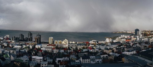 Panoramic view of downtown Reykjavik, the capital city of Iceland.