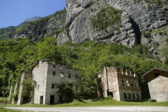 Abandoned village house building in National Park Tre Cime di Lavaredo Dolomites South Tyrol