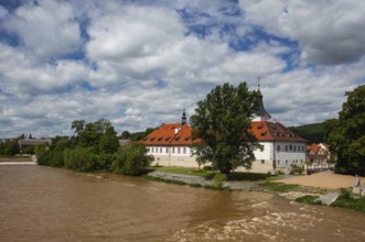Famous Dobrichovice castle by the Berounka river