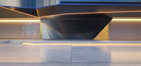 Empty ground in front of modern buildings. Photorealistic 3D rendering