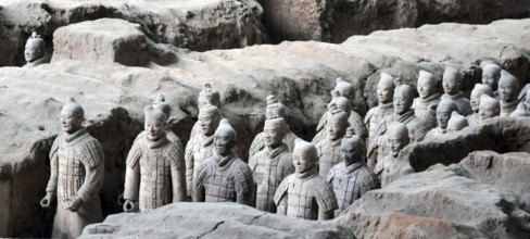 XIAN, CHINA - October 29, 2017: Terracotta Army. Clay soldiers of the Chinese emperor. Sculptures