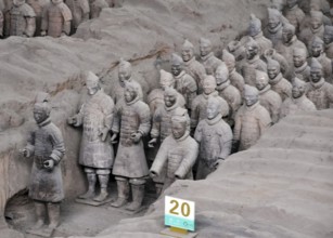 XIAN, CHINA - October 29, 2017: Terracotta Army. Clay soldiers of the Chinese emperor. Sculptures