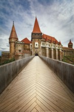 Wooden bridge to the castle in Transylvania, Hunedoara, Romania Hunedoara, Romania, Europe