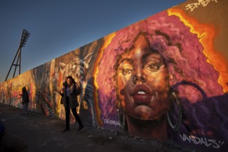 Germany, Berlin, 06.04.2025, Sunday afternoon Mauerpark, Graffiti wall, work by Eme Freethinker,