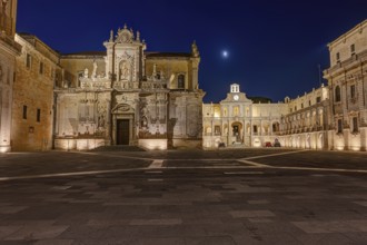 The beautiful Piazza del Duomo in Lecce, Italy, by night, Europe