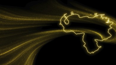 Map of Venezuela, Gold glitter map on dark background