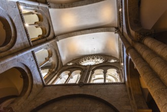 Santiago de COmpostela, Spain, July 18, 2020: Interior view of the Cathedral of Santiago. View