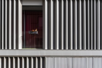 Steel facade. Architecture details. Facade Metal Geometric Structure