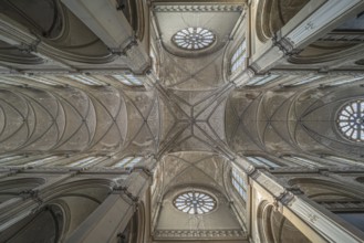 Brussels City Center, Brussels Capital Region, Belgium, 06 20 2020 View of the decorated ceiling of