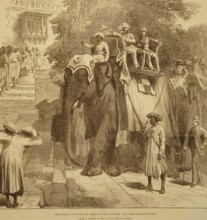 Lithographs The Prince of Wales at Parbutty Hill, Poonah His first Elephant Ride, Pune,