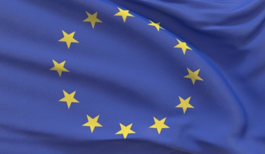 Official EU flag. European Union Flag. 3D illustration