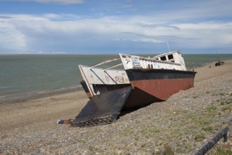 Shipwreck, beach, Puerto Santa Cruz, Patagonia, Argentina, South America