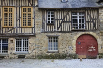 Half-timbered houses in Rue de la Psalette, Rennes, Ille-et-Vilaine department, Bretagne Breizh