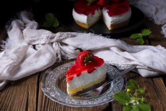Delicious strawberry cream cheese tart with sponge base