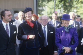 Carl XVI Gustaf, King of Sweden. Born 30 april 1946. Pictured with Queen Silvia and Queen Margrethe