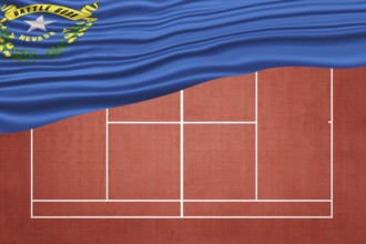 Nevada Flag on Clay Tennis Court, Sports Symbol