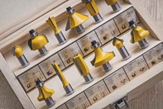 Roundover router bits in wooden box