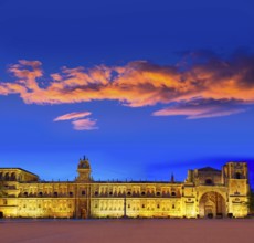 San Marcos in Leon sunset at the way of Saint James Castilla Spain