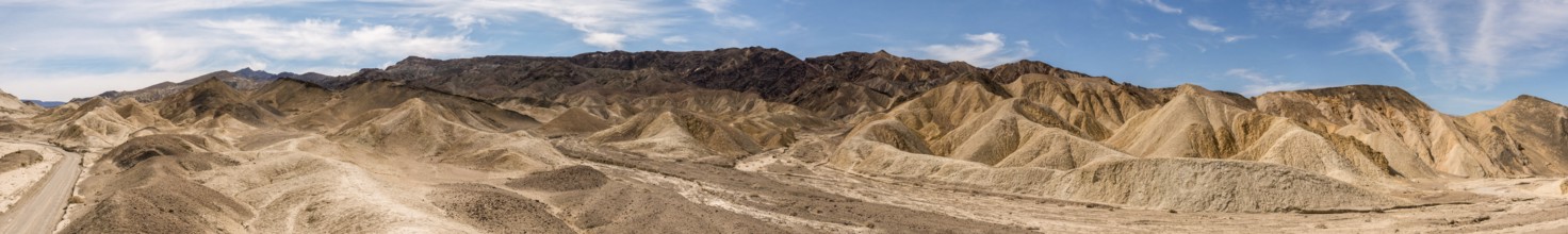 Panoramic view from Twenty Mule Tean Canyon in the Death Valley, USA, North America