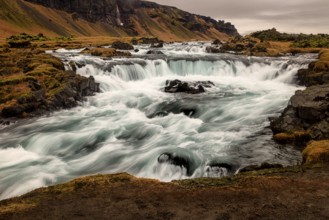 Waterfalls on the river with cold water