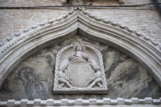 Stone relief, escutcheon, Venice, Italy, Europe