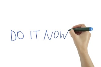 Hand writing Do it now text