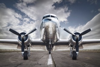 historical aircraft on a runway ready for take off
