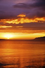Sunset at midnight near Reykjavik in Iceland