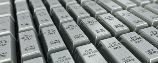 Lots of stacked silver bars