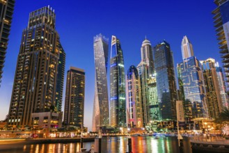 DUBAI, UNITED ARAB EMIRATES - FEB 5, 2019: Modern residential architecture of Dubai Marina, United