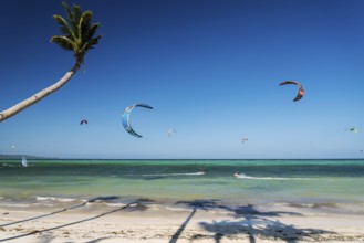 Famous bolabog kite surfing beach in exotic tropical paradise boracay island philippines