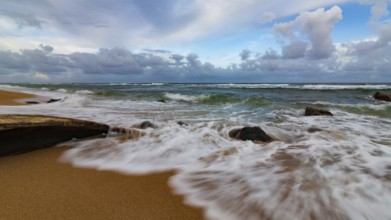 A dramatic sunset looking over the Pacific Ocean. Kauai, Hawaii