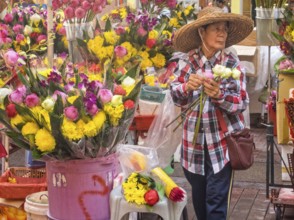 Florist lady in Little India, Singapore, Asia