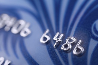 A blue bank card, macro, narrow focus