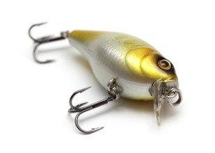 Wobbler for fishing with spinning on white