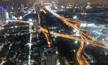 Night city view from the Baiyoke hotel observation deck