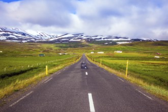Summer tour in the Nordic countries. The concept of extreme northern tourism. The Iceland highway