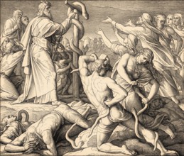 Bronze Serpent, Old Testament, by Julius Schnorr von Carolsfeld, 1860