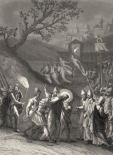 The arrest of Jesus Christ, Garden of Gethsemane, New Testament, steel engraving 1853, digitally