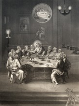 Institution of the Holy Sacrament, New Testament, steel engraving 1853, digitally restored