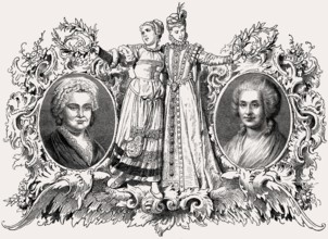 Katharina Elisabeth Goethe with Elisabeth Dorothea Kodweiß, mothers of Goethe and Schiller