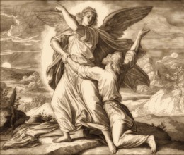 Jacob Wrestles with God, Old Testament, by Julius Schnorr von Carolsfeld, 1860