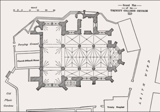 Plan of the Trinity College Kirk, a royal collegiate church demolished in 1848, Edinburgh,
