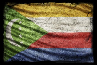 Comoros Flag, Grunge Texture Background