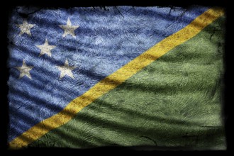 Solomon Islands Flag, Grunge Texture Background